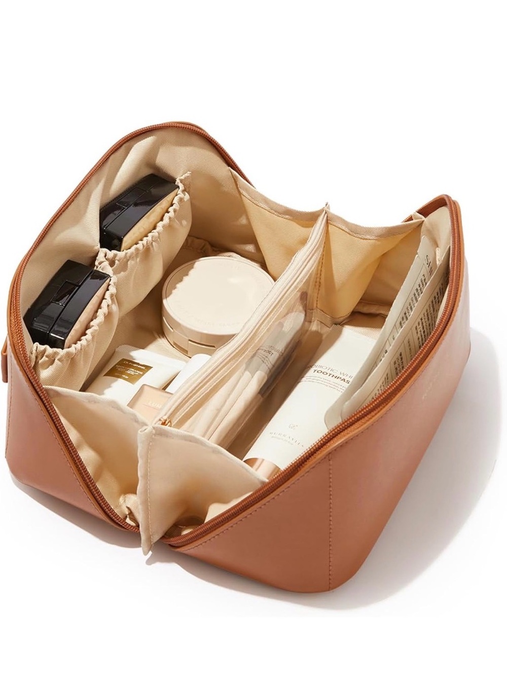 NIB Eachy Medium Compact Tan Travel Organizer Pouch - Toiletry Storage